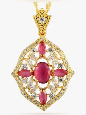 Stunning Nordstrom 18KT Gold Vermeil Gemstone figurine necklace